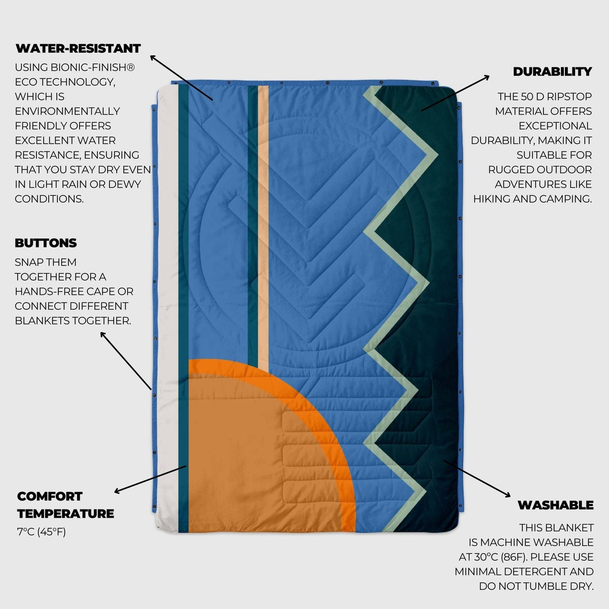 VOITED CloudTouch® Indoor/Outdoor Camping Blanket - Blue Hour Blankets VOITED 