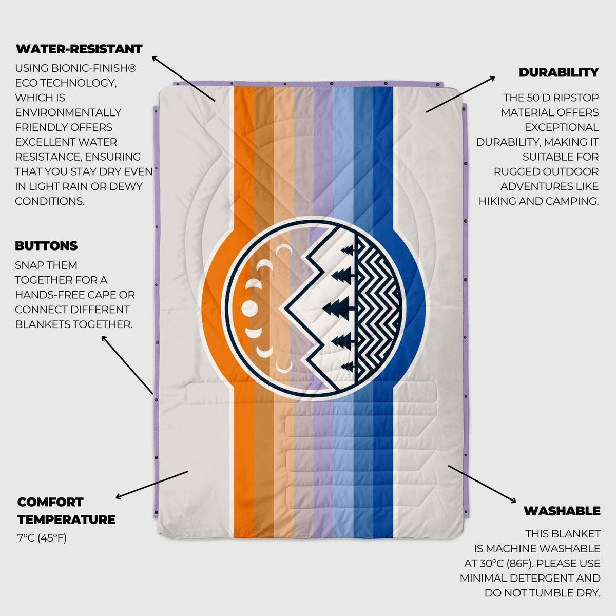 VOITED CloudTouch® Indoor/Outdoor Camping Blanket - Camp Vibes Powder Blankets VOITED 