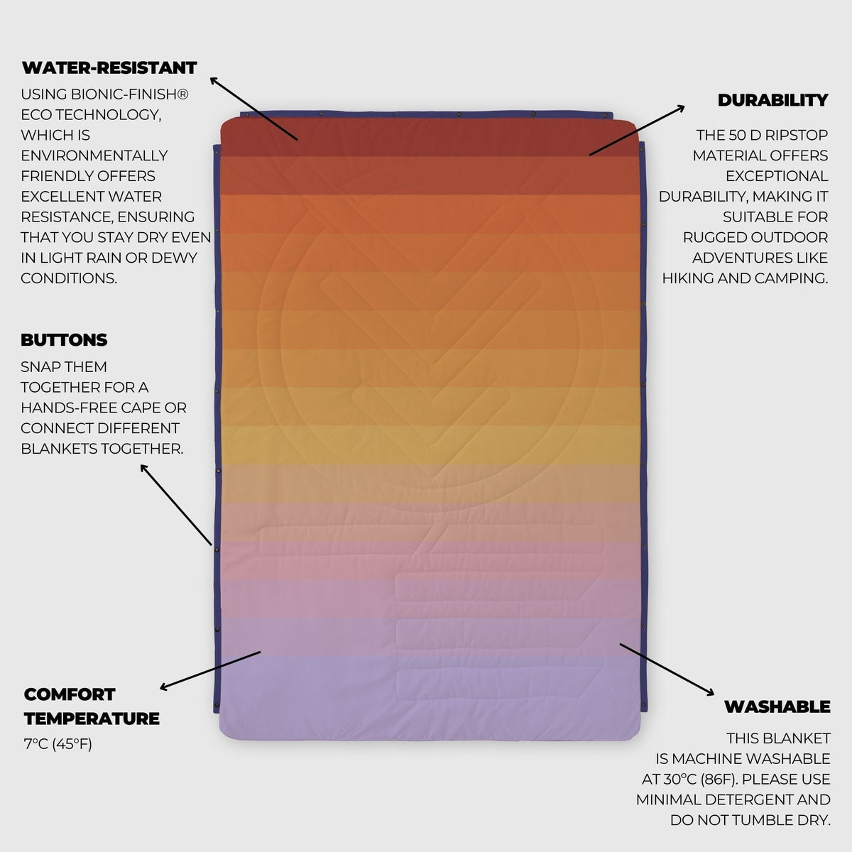 VOITED CloudTouch® Indoor/Outdoor Camping Blanket - Golden Drift Blankets VOITED 