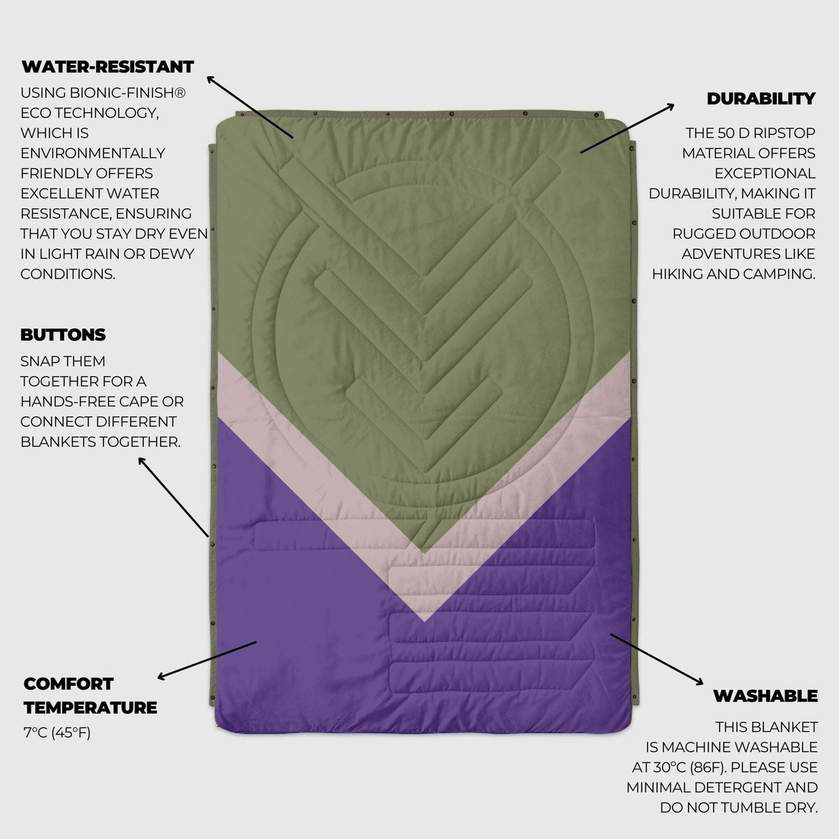 VOITED CloudTouch® Indoor/Outdoor Camping Blanket - Light Forest Blankets VOITED 