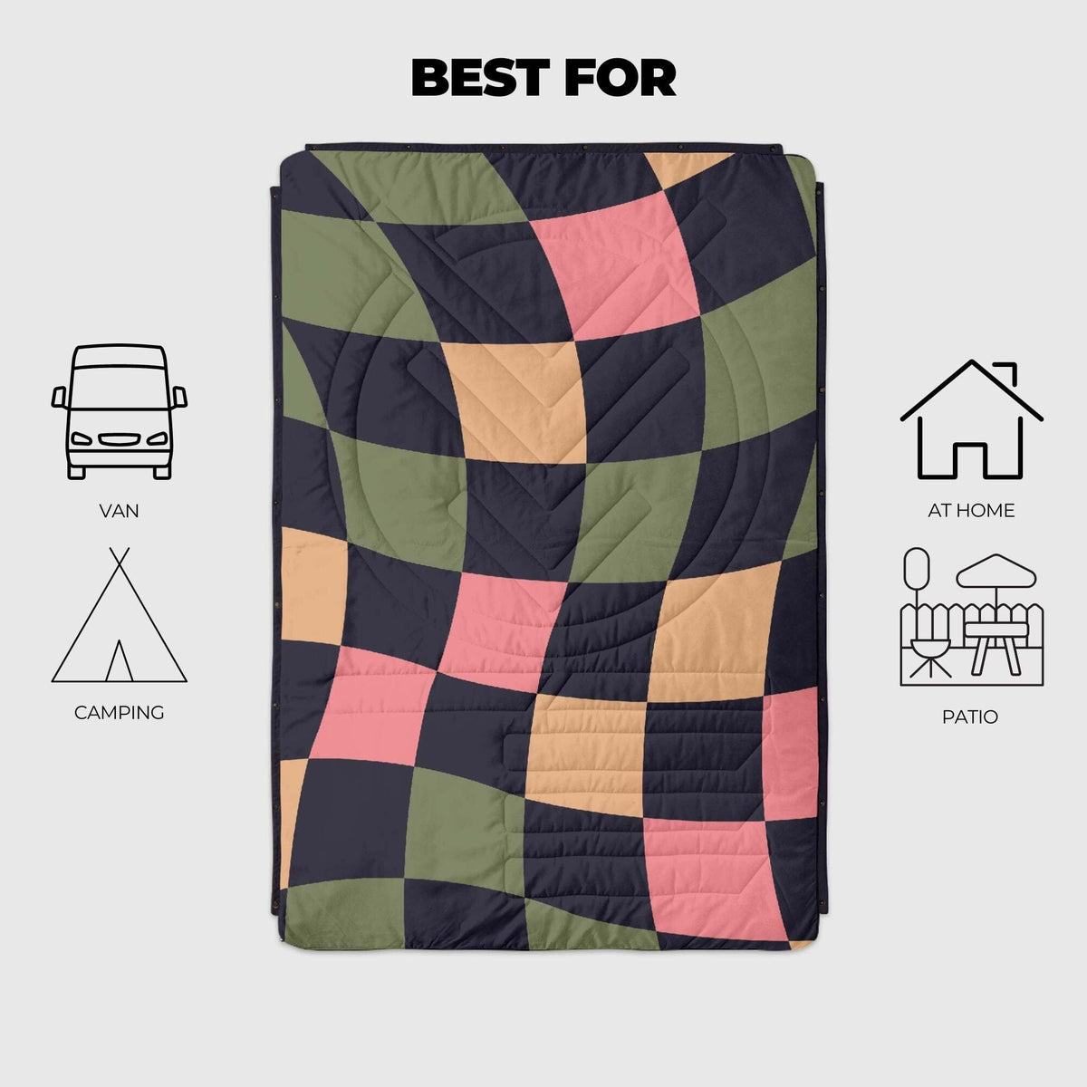VOITED CloudTouch® Indoor/Outdoor Camping Blanket - Wavecheck Blankets VOITED 