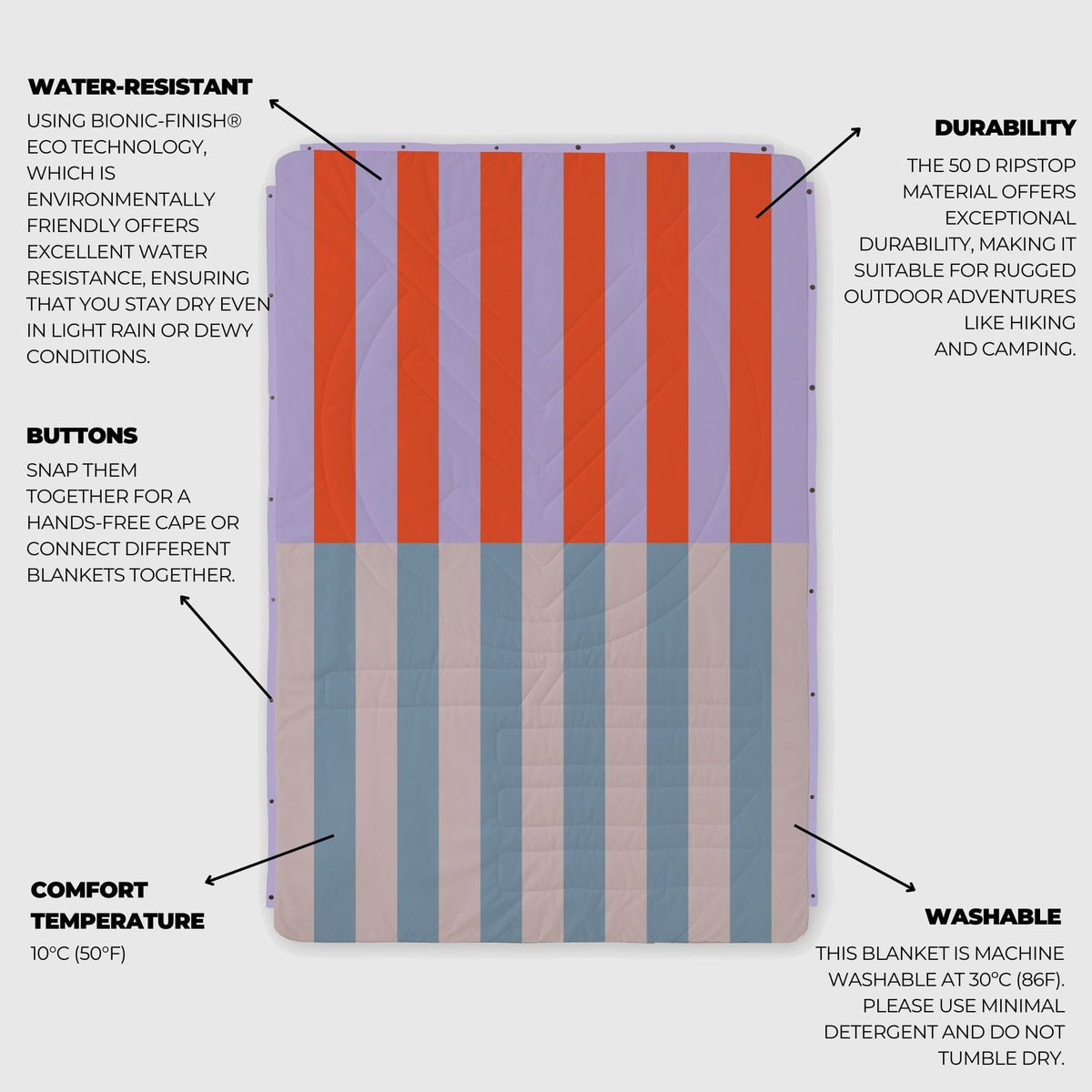 VOITED Fleece Outdoor Camping Blanket - Arctic Mist Blankets VOITED 