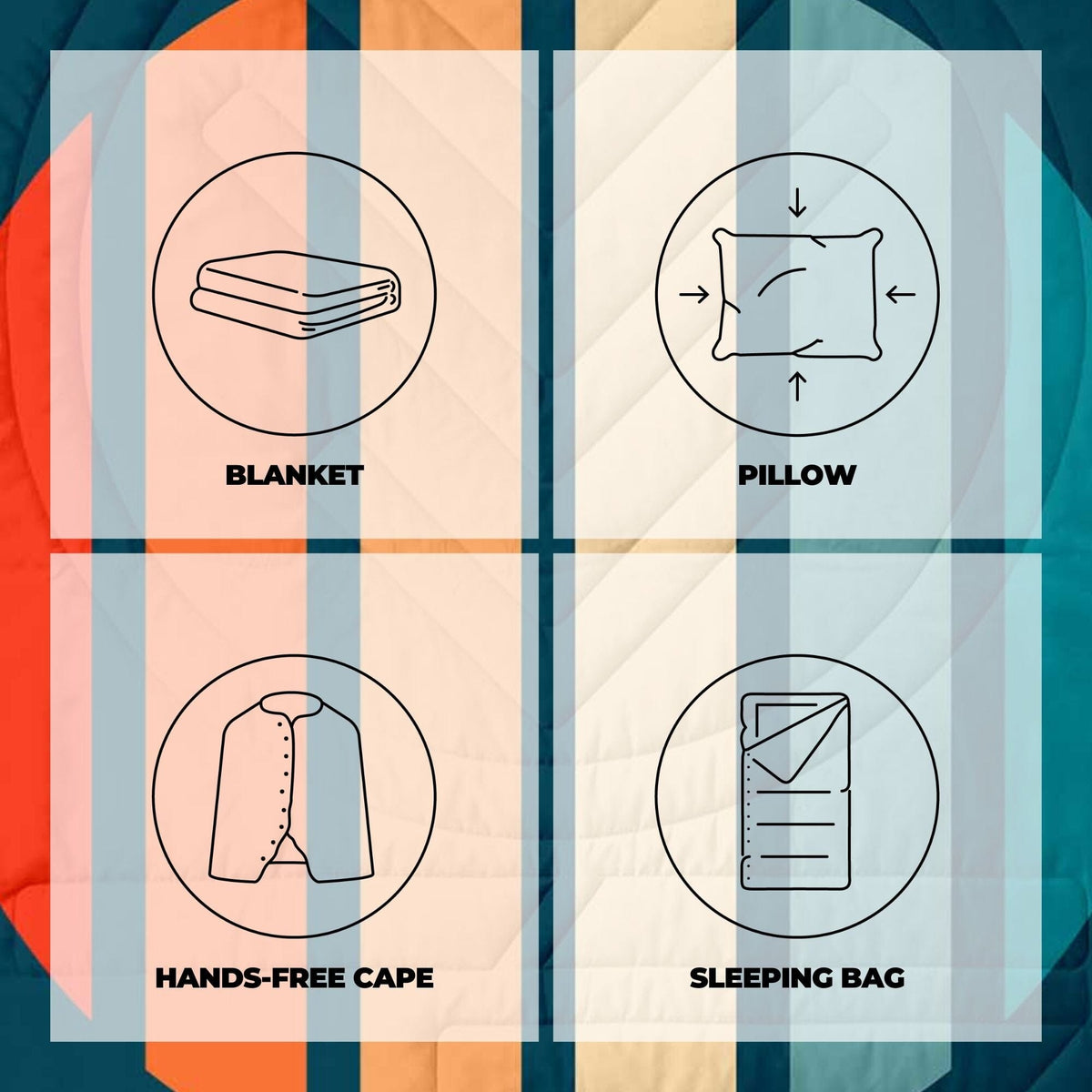 VOITED Fleece Outdoor Camping Blanket - Sunset Stripes Blankets VOITED 