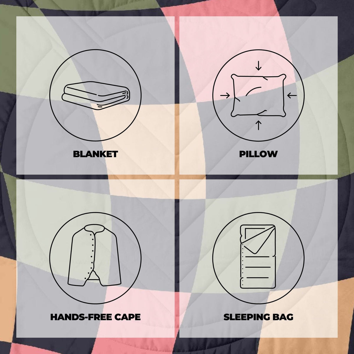 VOITED Fleece Outdoor Camping Blanket - Wavecheck Blankets VOITED 