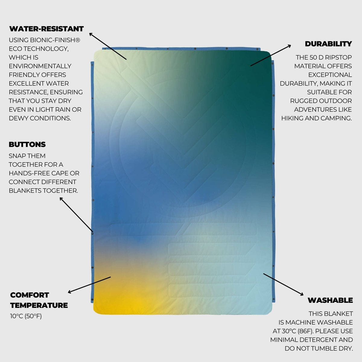 VOITED Fleece Outdoor Camping Blanket - Sea Mist Blankets VOITED 