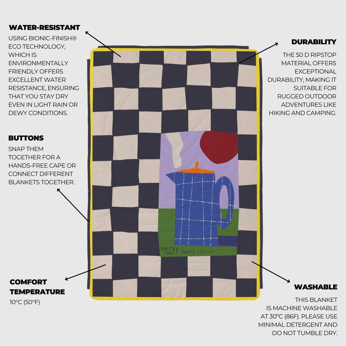 VOITED Fleece Outdoor Camping Blanket - Snack Mate Blankets VOITED 