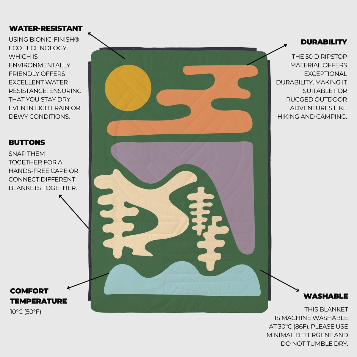 VOITED Mini Traveler Cream Indoor / Outdoor Camping Blanket - Trailbound Blankets VOITED 