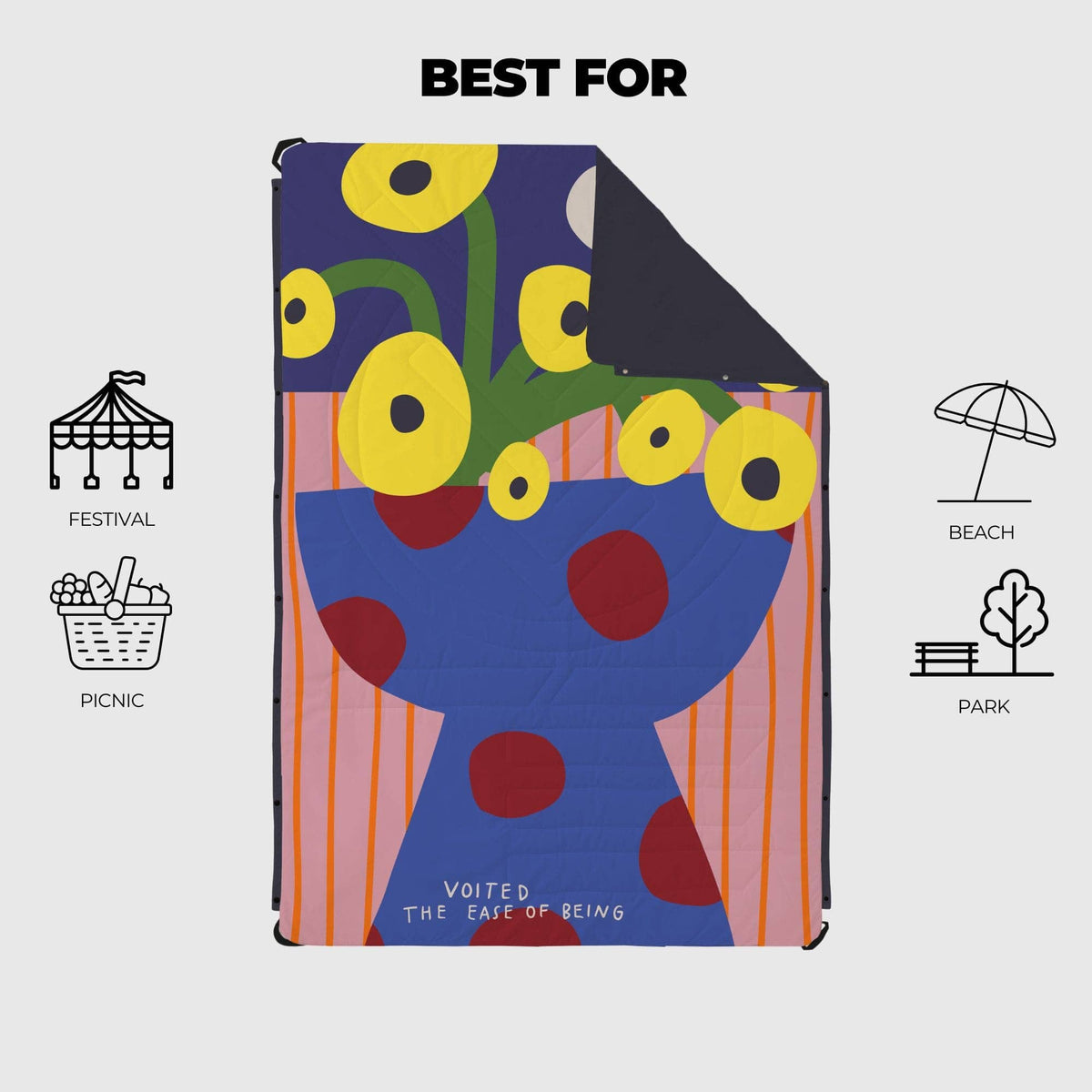 VOITED Compact Picnic & Beach Blanket - Bucket Full Of Sunshine Blankets VOITED 