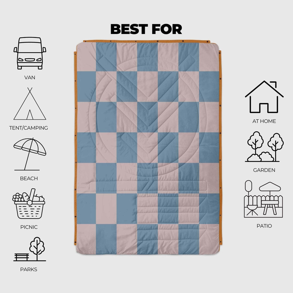 VOITED Recycled Ripstop Outdoor Camping Blanket - Blue Dancer/Sundial Blankets VOITED 