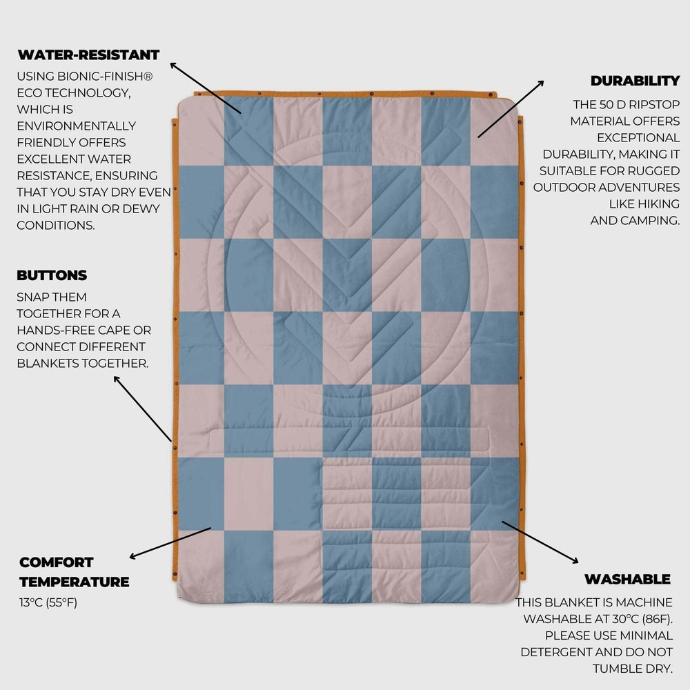 VOITED Recycled Ripstop Outdoor Camping Blanket - Blue Dancer/Sundial Blankets VOITED 