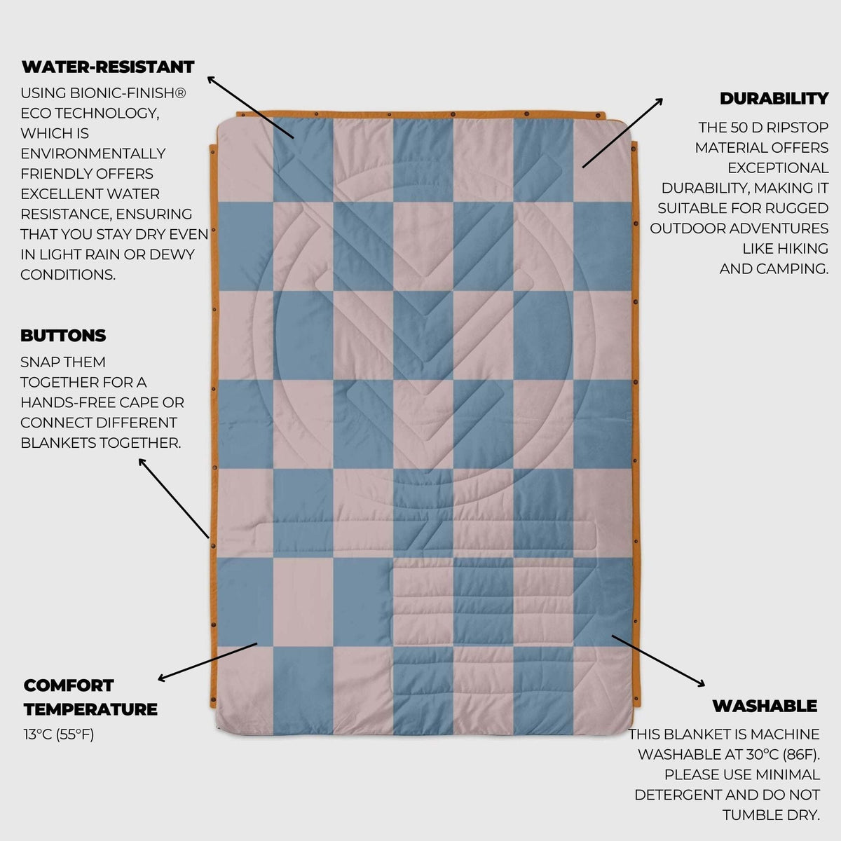 VOITED Recycled Ripstop Outdoor Camping Blanket - Blue Dancer/Sundial Blankets VOITED 