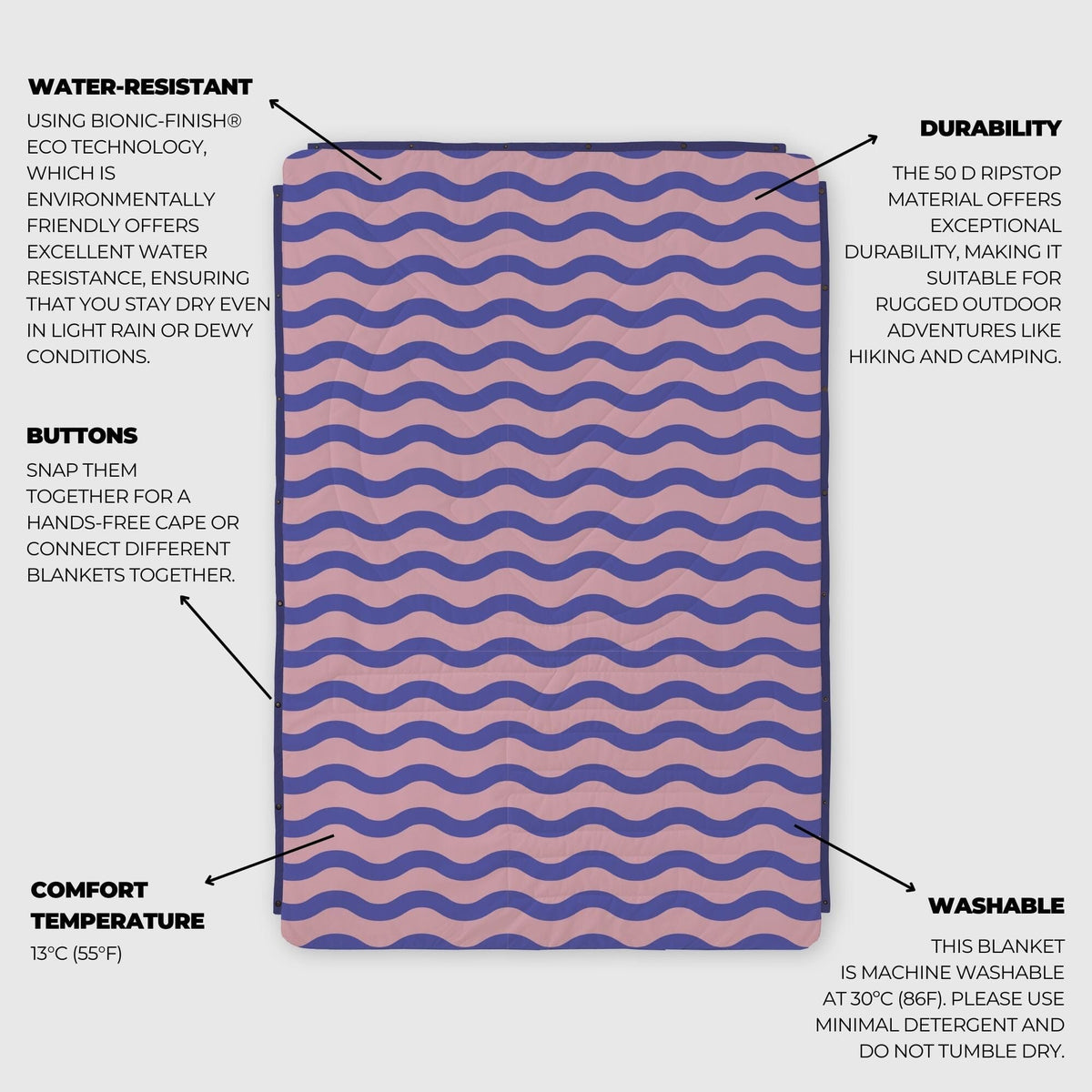 VOITED Recycled Ripstop Outdoor Camping Blanket - Breezy Blankets VOITED 