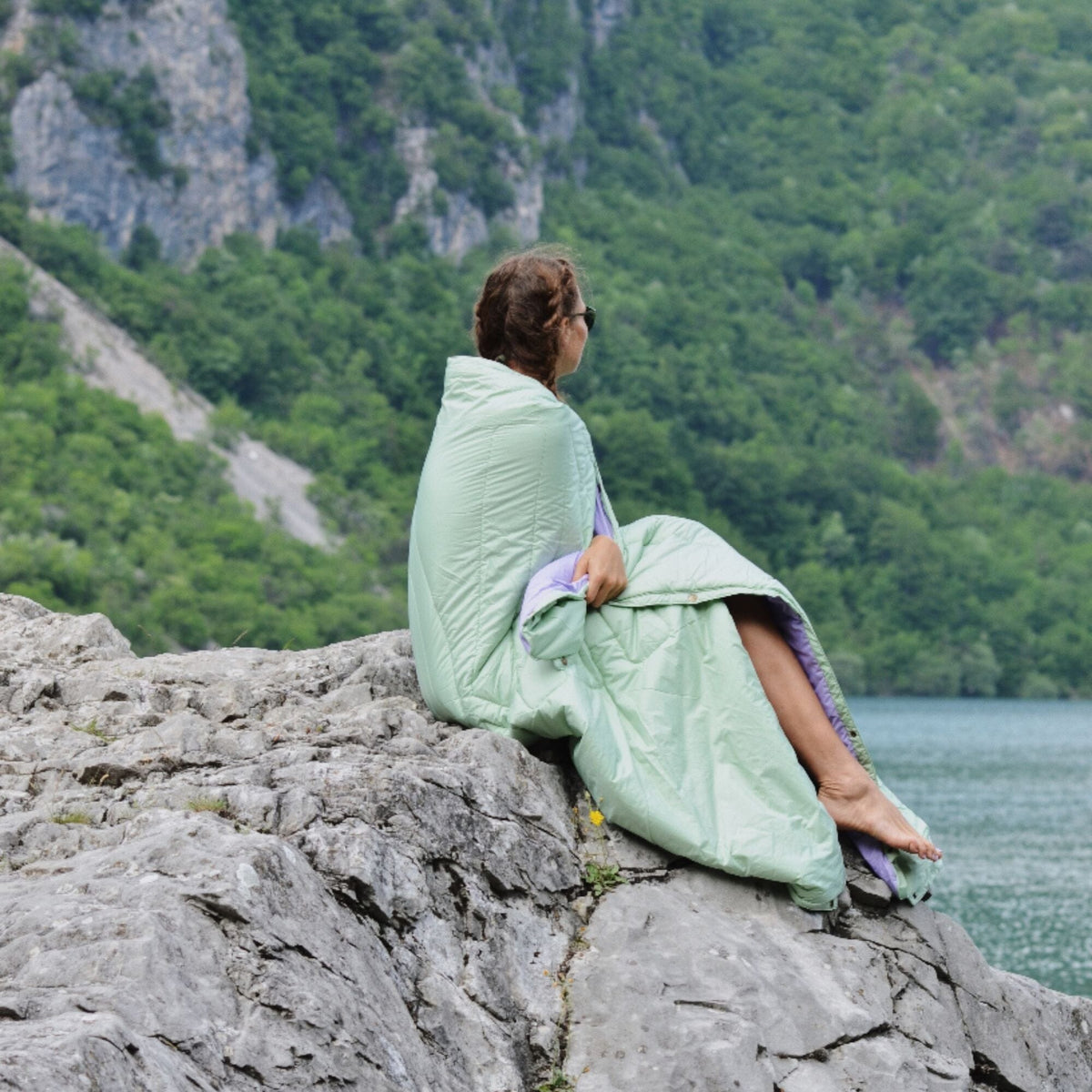 VOITED Recycled Ripstop Outdoor Camping Blanket - Cameo Green/Digital Lavender Blankets VOITED 