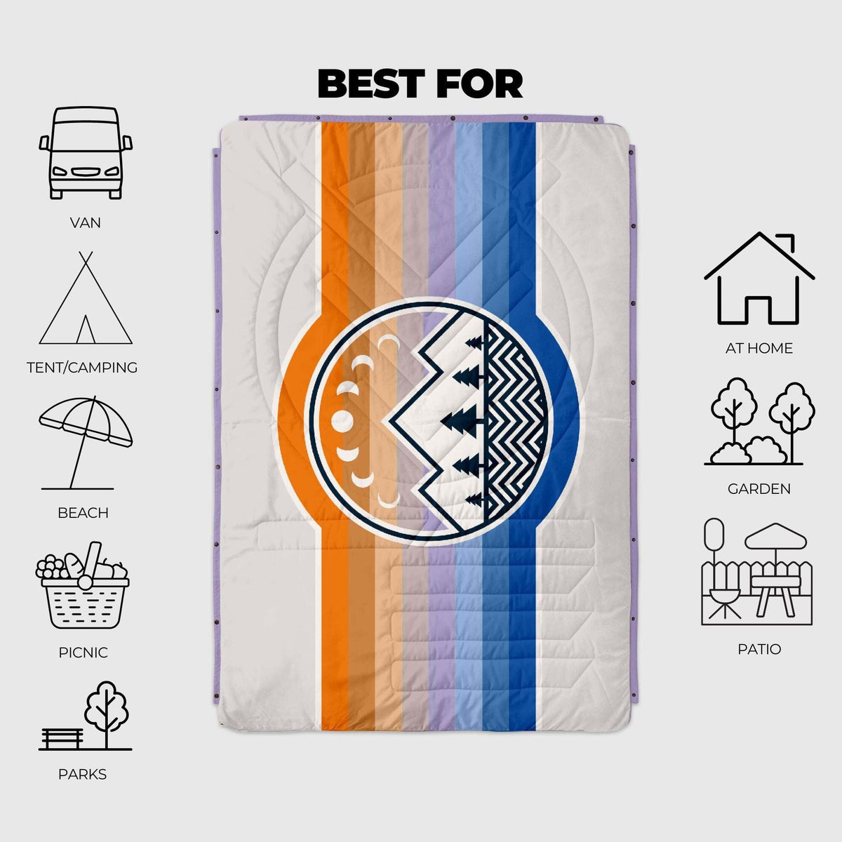 VOITED Recycled Ripstop Outdoor Camping Blanket - Camp Vibes Powder/Lavender Blankets VOITED 