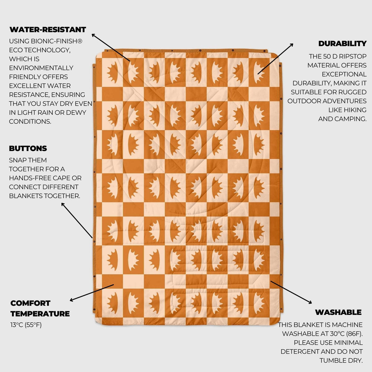 VOITED Recycled Ripstop Outdoor Camping Blanket - Concha Blankets VOITED 