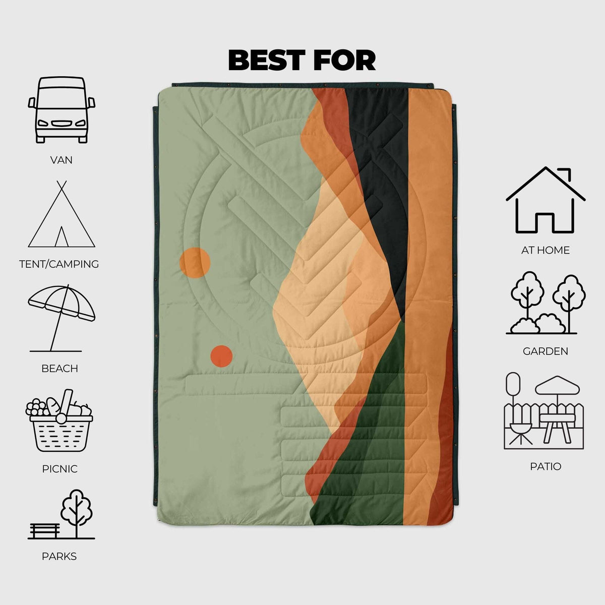 VOITED Recycled Ripstop Outdoor Camping Blanket - Jasper / Tree Green Blankets VOITED 