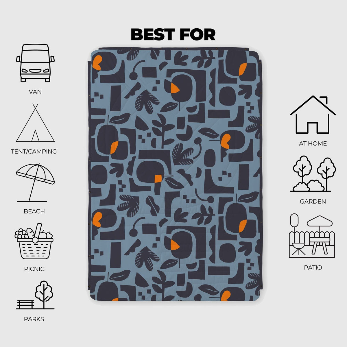 VOITED Recycled Ripstop Outdoor Camping Blanket - Lush Garden/Graphite Blankets VOITED 