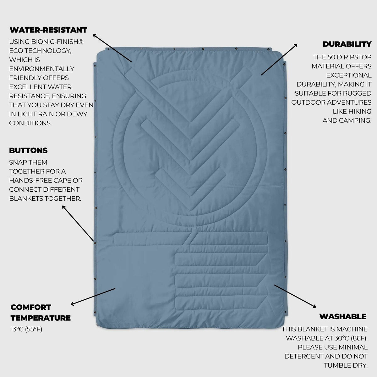 VOITED Recycled Ripstop Outdoor Camping Blanket - Mountain Spring/Sundial Blankets VOITED 