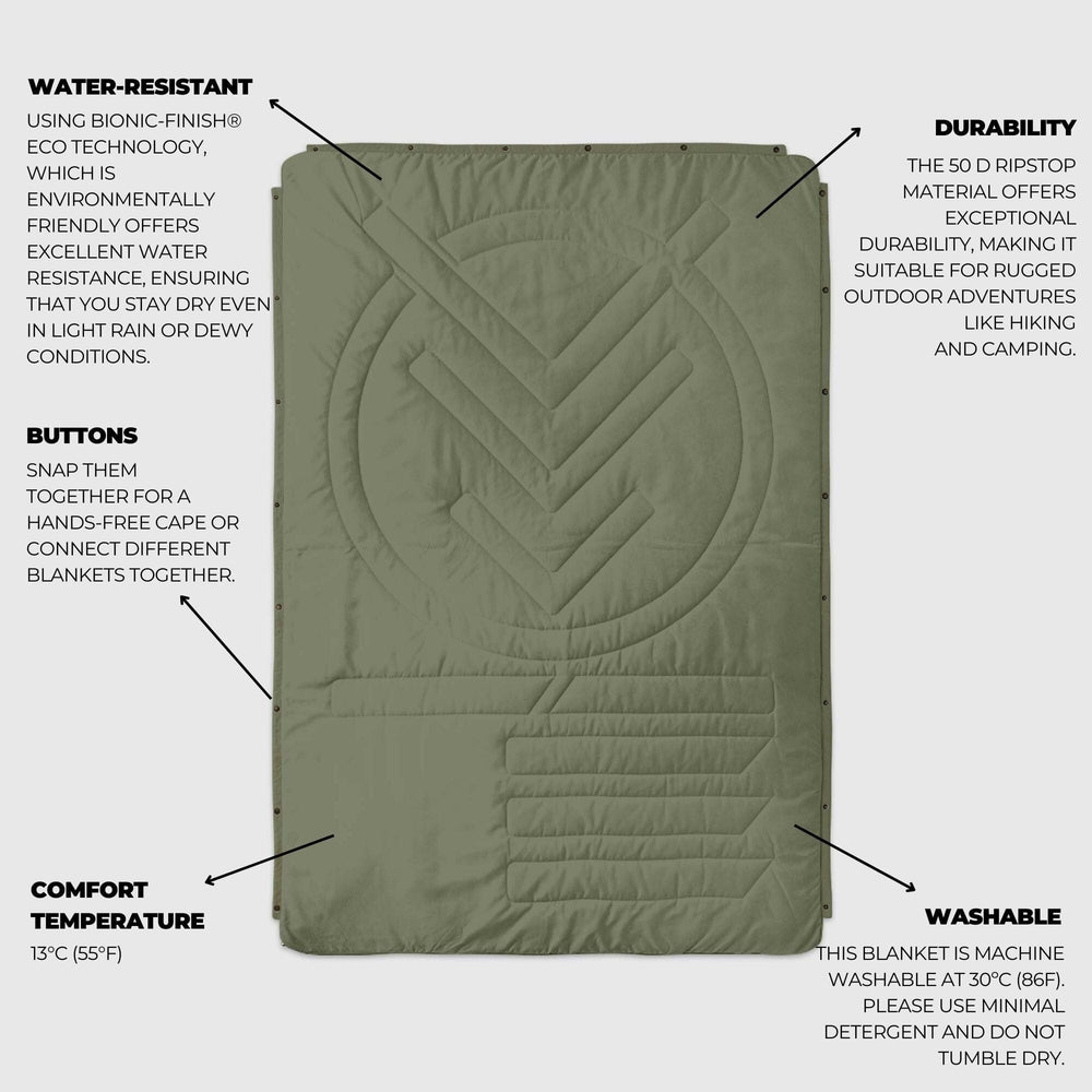 VOITED Recycled Ripstop Outdoor Camping Blanket - Olive/Mountain Spring Blankets VOITED 