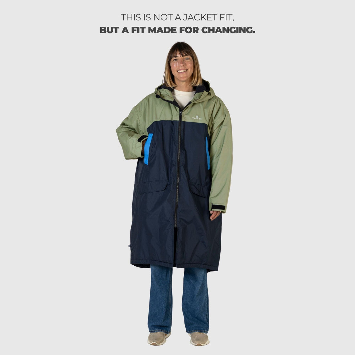 VOITED 3rd Edition Outdoor Changing Robe & Drycoat for Surfing, Camping, Vanlife & Wild Swimming - Ocean Navy/Olive Changewear VOITED 