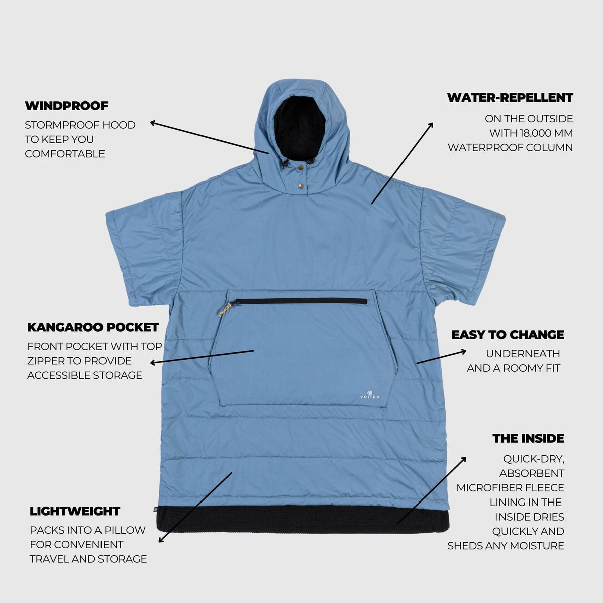 VOITED 3rd Edition Outdoor Poncho for Surfing, Camping, Vanlife & Wild Swimming - Mountain Spring Changewear VOITED 