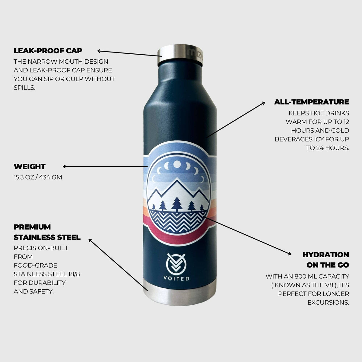 Mizu x VOITED 800 ml Insulated Stainless Steel Bottle Accessories VOITED 