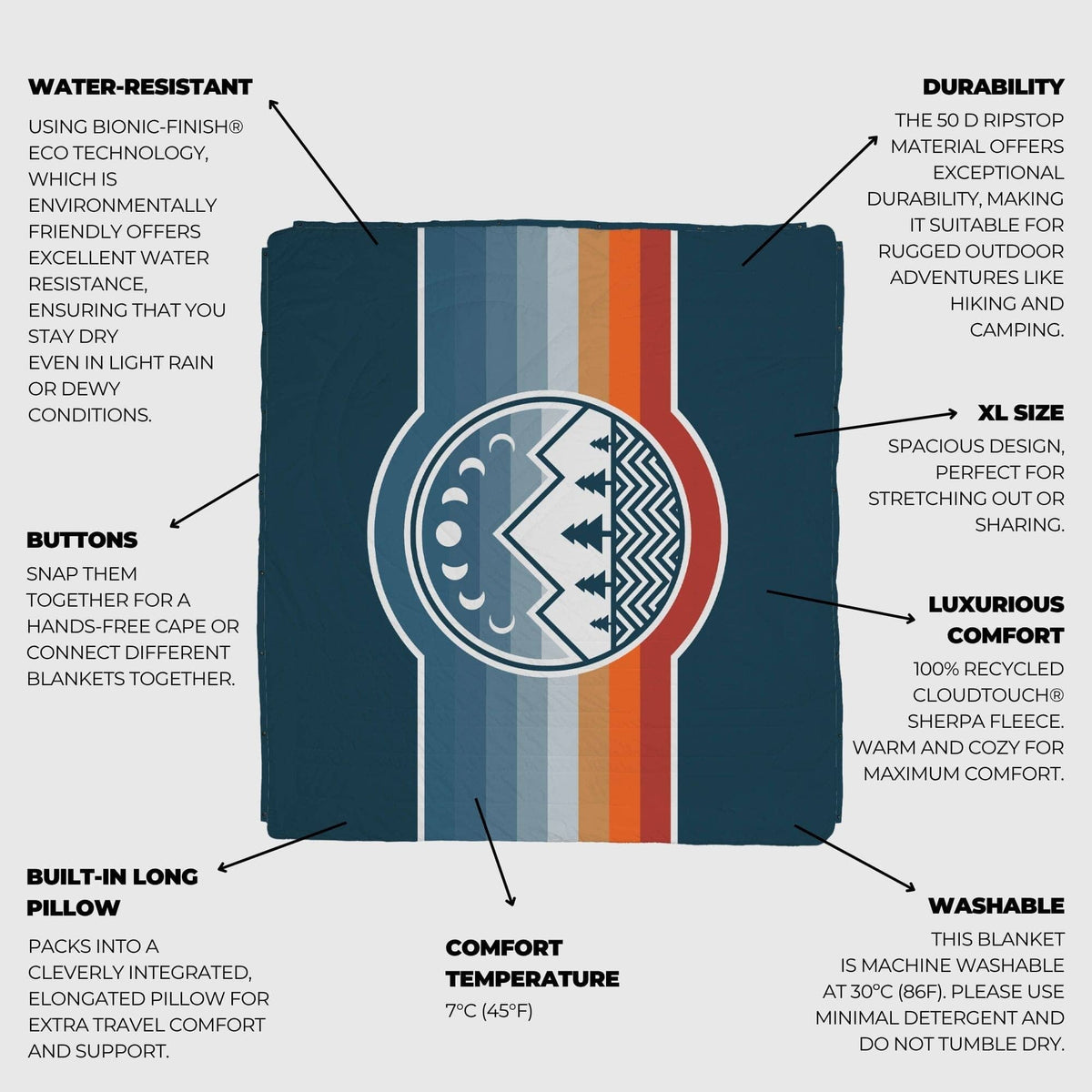 VOITED Queen CloudTouch® Indoor/Outdoor Camping Blanket - Camp Vibes Two Blankets VOITED 