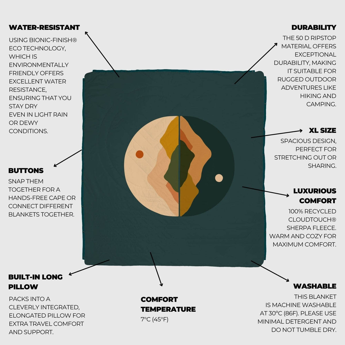 VOITED Queen CloudTouch® Indoor/Outdoor Camping Blanket - Day & Night Blankets VOITED 