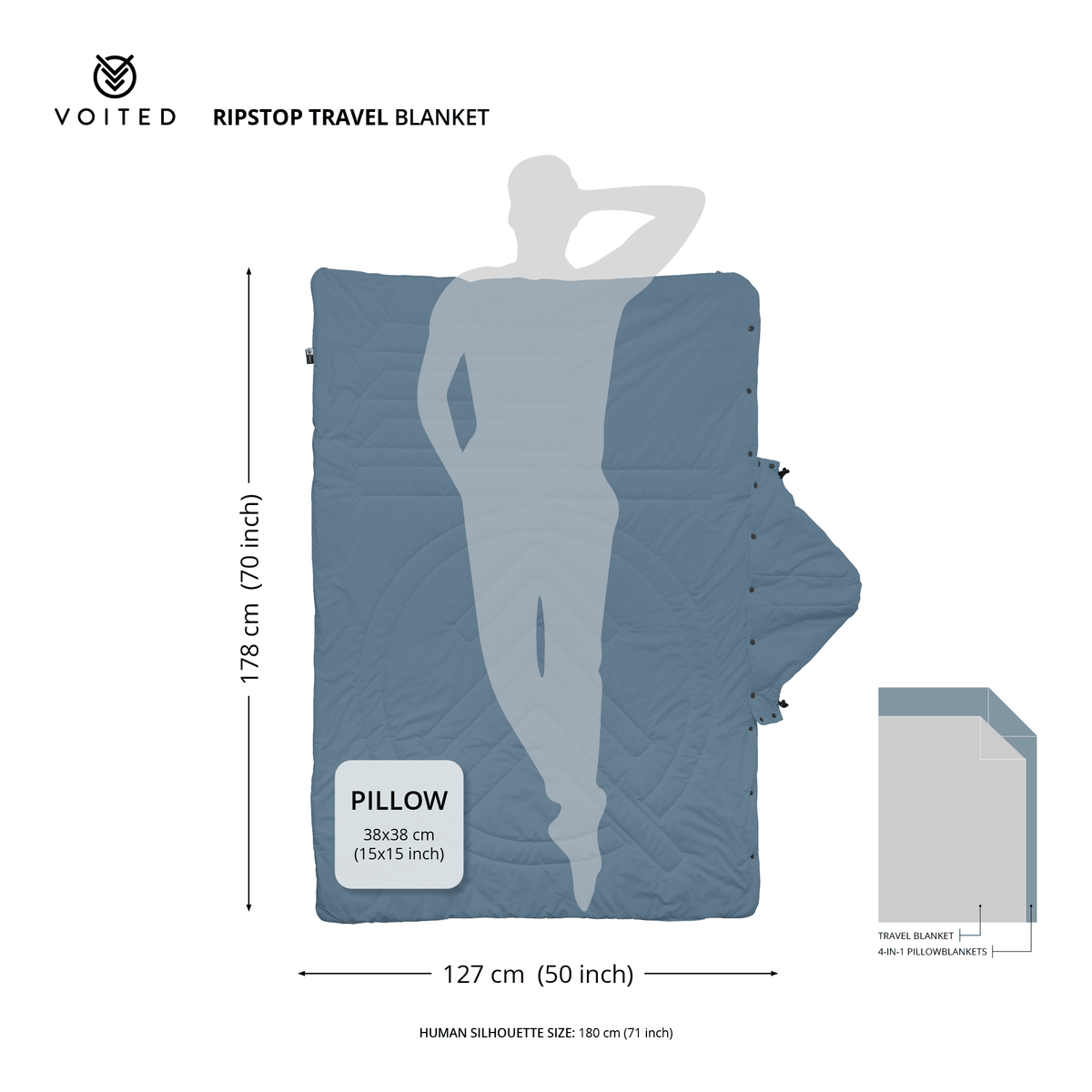 VOITED Recycled Ripstop Travel Blanket - Green Gabels / Dusty Sand Blankets VOITED 